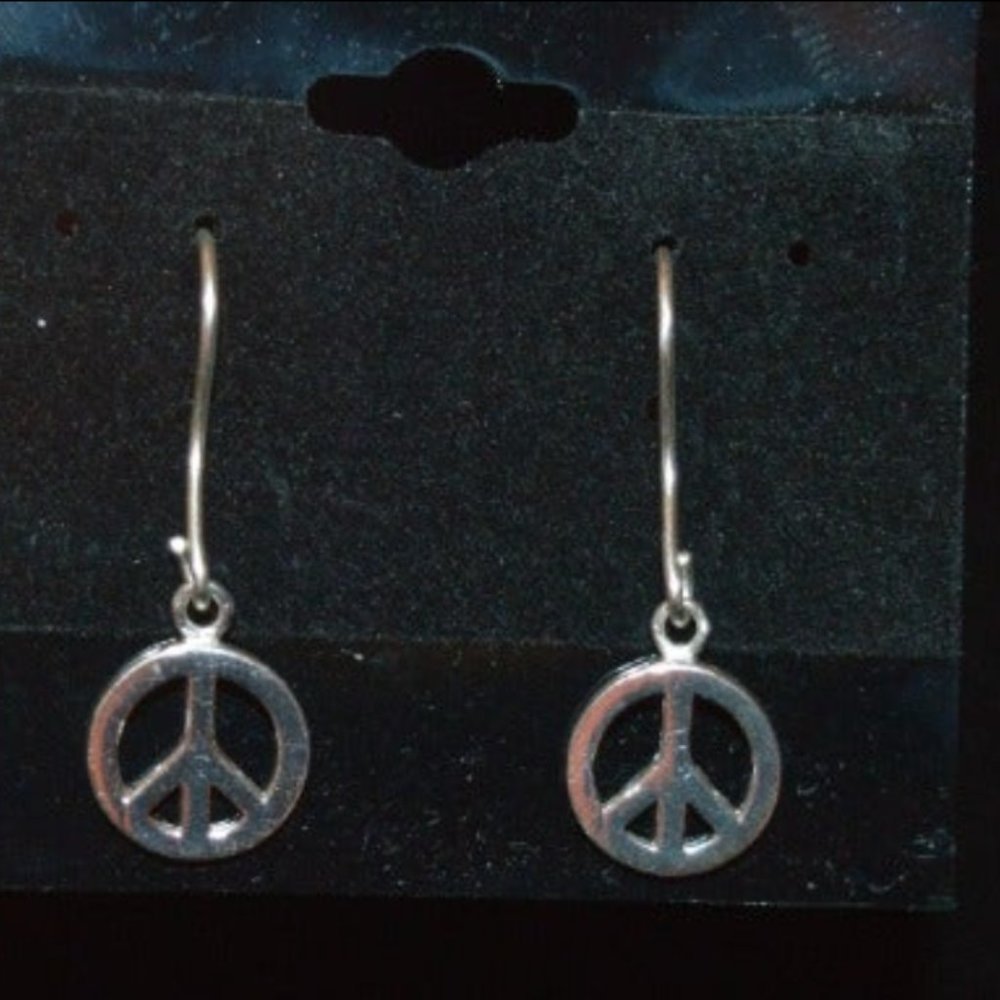 Sterling Silver Peace Symbol Earrings